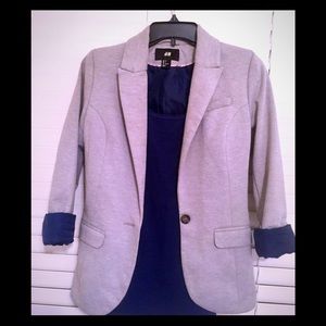 Gray H&M Blazer with navy turn-up